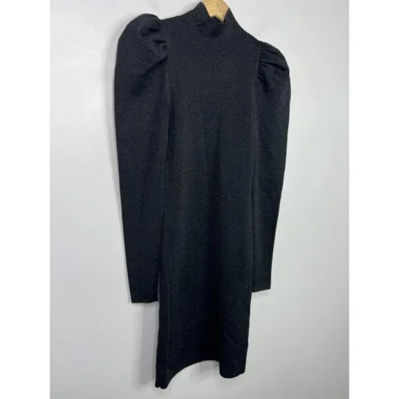 Alice + Olivia Issa Metallic Turtleneck Mini Dress Women's Black Size: XS NWOT - Picture 4 of 9
